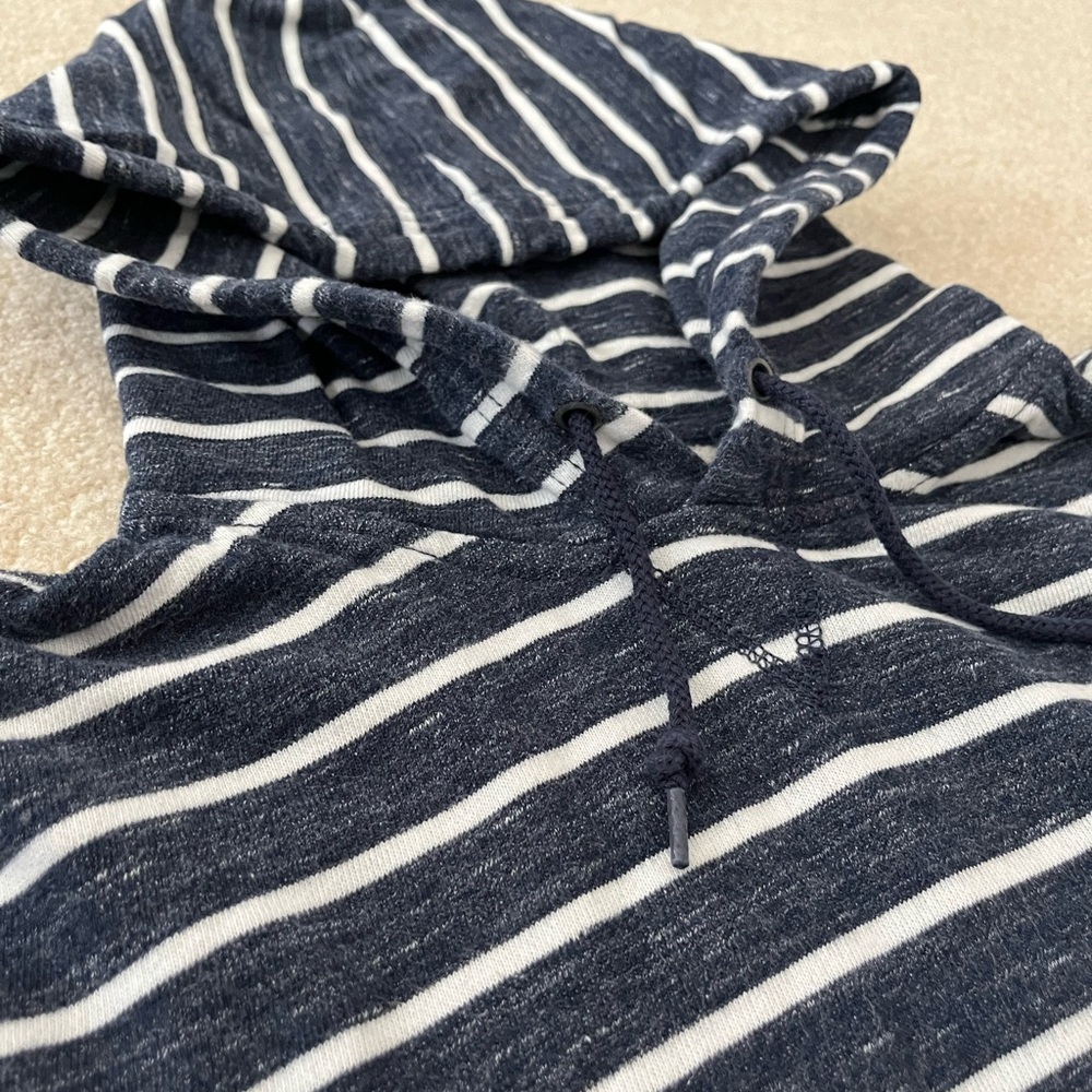Old Navy Navy and White Striped Hooded Sweatshirt